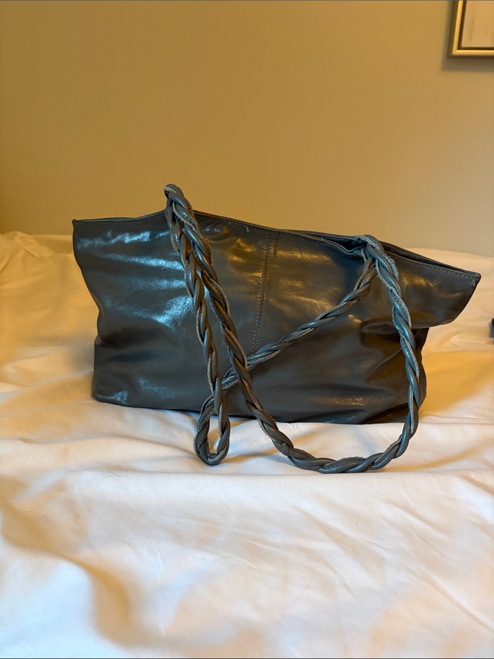 latico Grey Braided-Handle Leather Tote